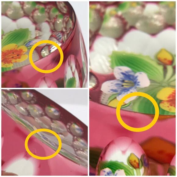 Perthshire 1994G Overlay Bouquet Lampwork Flower Geometric Faceting Paperweight - Picture 13 of 16